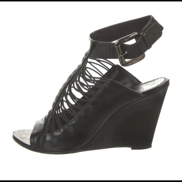 GIVENCHY black gladiator wedges Sz 6 EUC - Picture 9 of 11